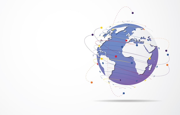 Global nettverkstilkobling Verdenskart punkt og linje komposisjon konsept for global business Vektorillustrasjon