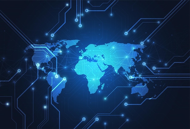 Global nettverkstilkobling Verdenskart punkt og linje komposisjon konsept for global business Vektorillustrasjon