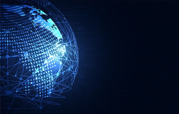 Global nettverkstilkobling. Verdenskartpunkt og linjekomposisjonskonsept for global virksomhet. Vektorillustrasjon
