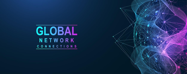 global network connection concept big data visualization social network communication in the global computer networks internet technology business science vector illustration