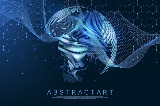 global network connection concept. big data visualization. social network communication in the global computer networks. internet technology. business. science. vector illustration