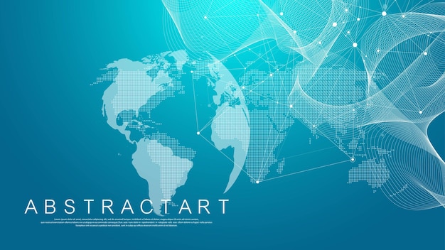 Global network connection concept big data visualization social network communication in the global ...