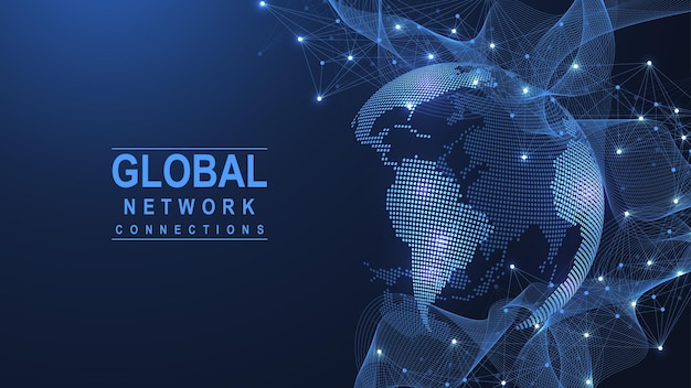 global network connection concept big data visualization social network communication in the global ...