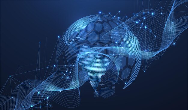 global network connection concept big data visualization social network internet technology
