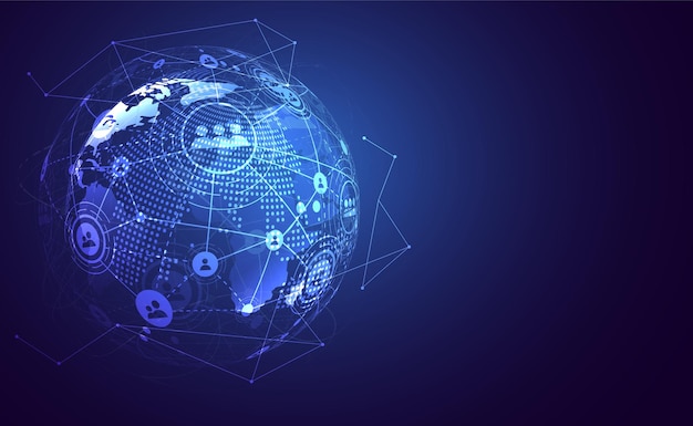 global network connection world map point and line composition concept of global business vector illustration