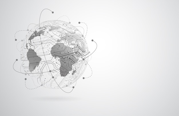 global network connection world map point and line composition concept of global business vector illustration