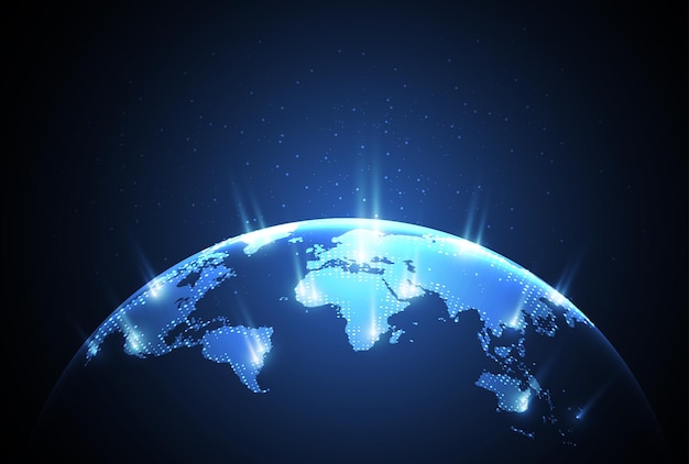 global network connection world map point and line composition concept of global business vector illustration