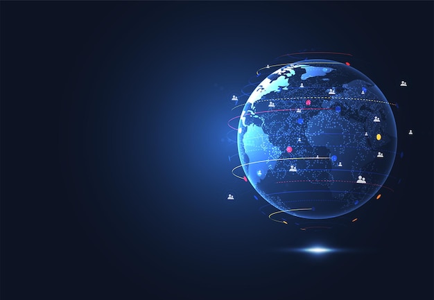 global network connection world map point and line composition concept of global business vector illustration