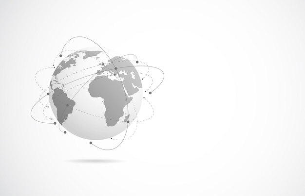 global network connection world map point and line composition concept of global business vector illustration