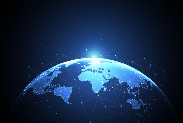 global network connection world map point and line composition concept of global business vector illustration