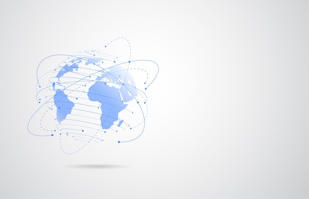 global network connection world map point and line composition concept of global business vector illustration