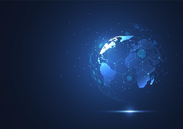 global network connection world map point and line composition concept of global business vector illustration