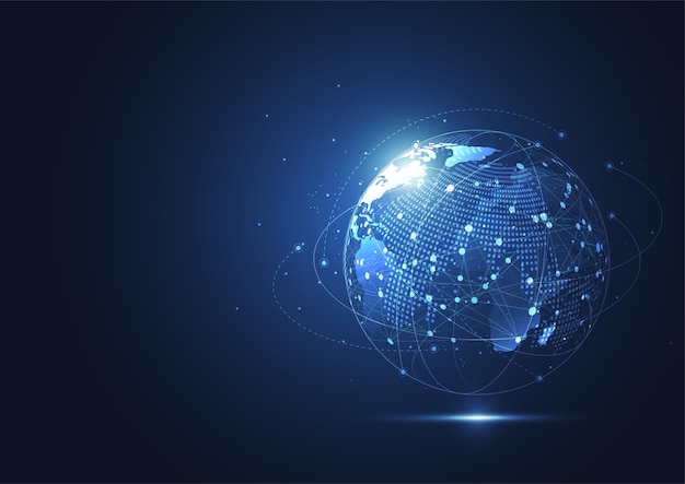 Global network connection World map point and line composition concept of global business Vector Illustration