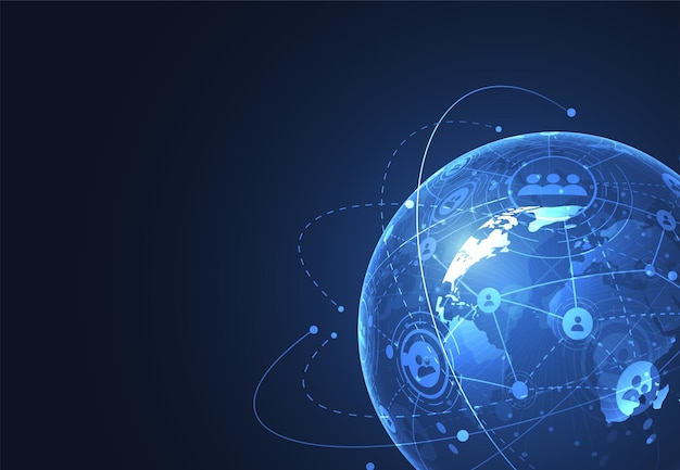 global network connection world map point and line composition concept of global business vector illustration