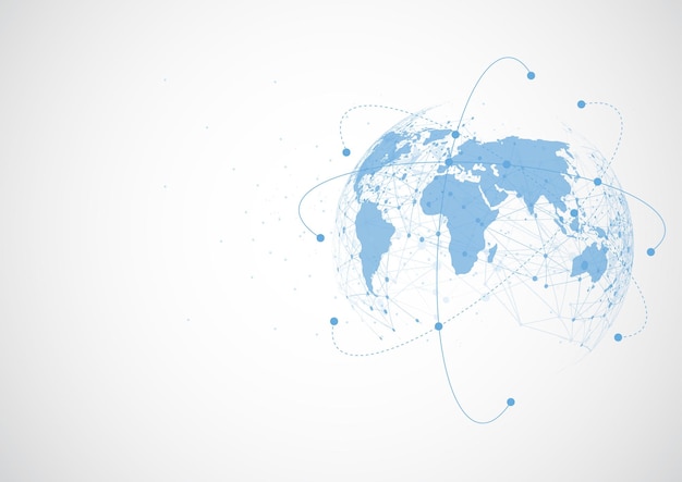 global network connection world map point and line composition concept of global business