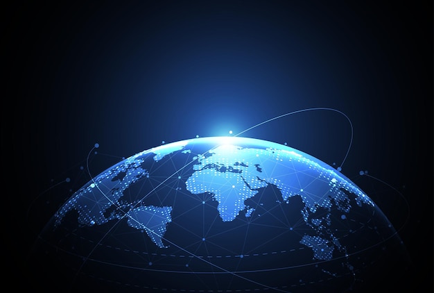 global network connection world map point and line composition concept of global business