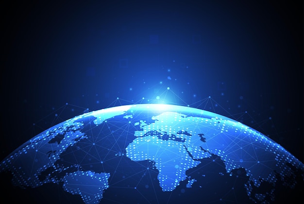 Global network connection World map point and line composition concept of global