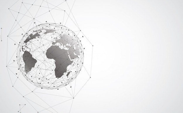 Global network connection. World map point and line composition concept