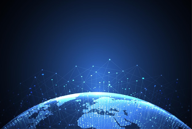 global network connection world map point and line composition concept