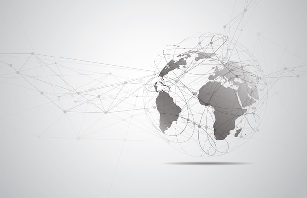 global network connection. world map point and line composition