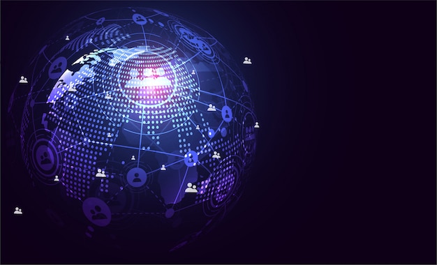 global network connection. world map point