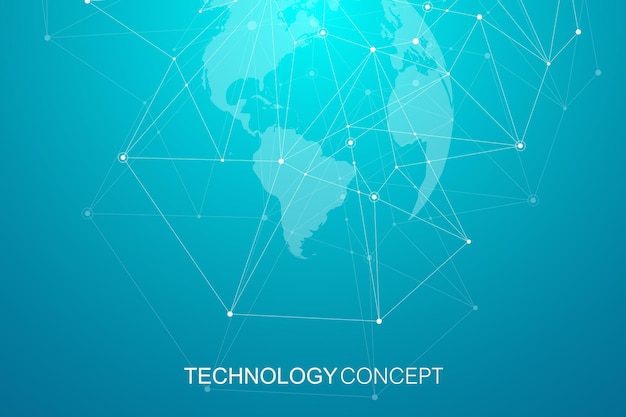 global network connections with world map internet connection background
