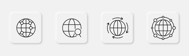 globe icon set line globe icon web symbol planet earth world globe in line