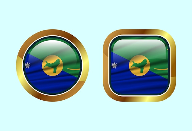 glossy flag button of christmas island high quality web button design