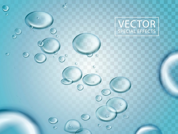 glossy water bubbles and blue light, can be used as special effects