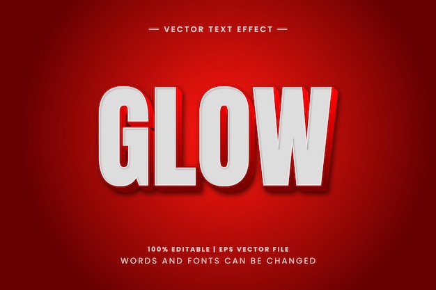 glow editable 3d text effect in red and white gradient color style