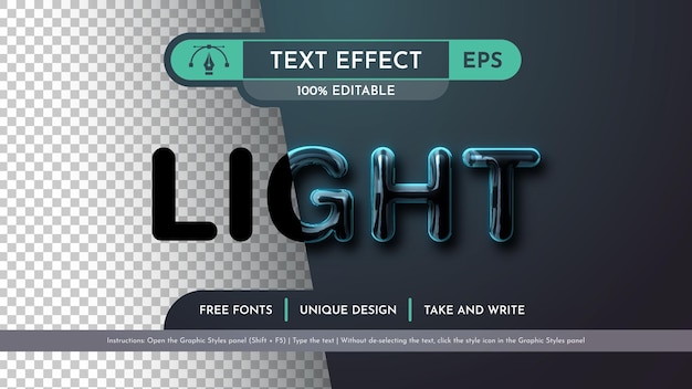 glow glass editable text effect graphic style vector mockup and template slogan and brand company