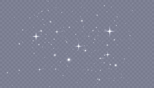 Glowing bokeh light effect with many shiny particles transparent background for overlay effect