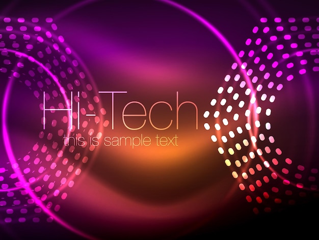 Glowing neon dotted shape abstract background technology shiny concept design magic space geometric background Vector illustration
