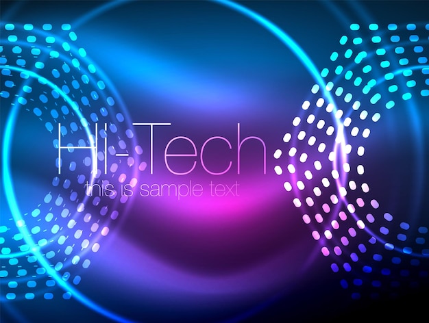 Glowing neon dotted shape abstract background technology shiny concept design magic space geometric background Vector illustration
