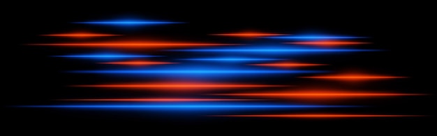 Glowing red and blue light streaks on a black background Horizontal neon beams create a highspeed motion effect symbolizing futuristic technology and digital energy Scifi cyber