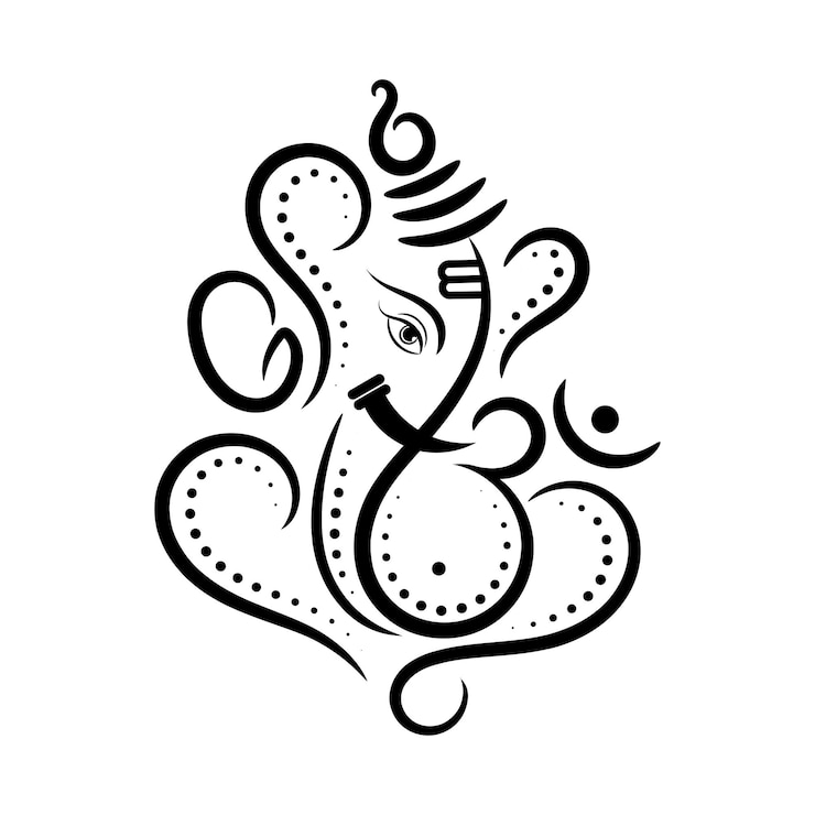 Vektor god ganesha outline vectortatto