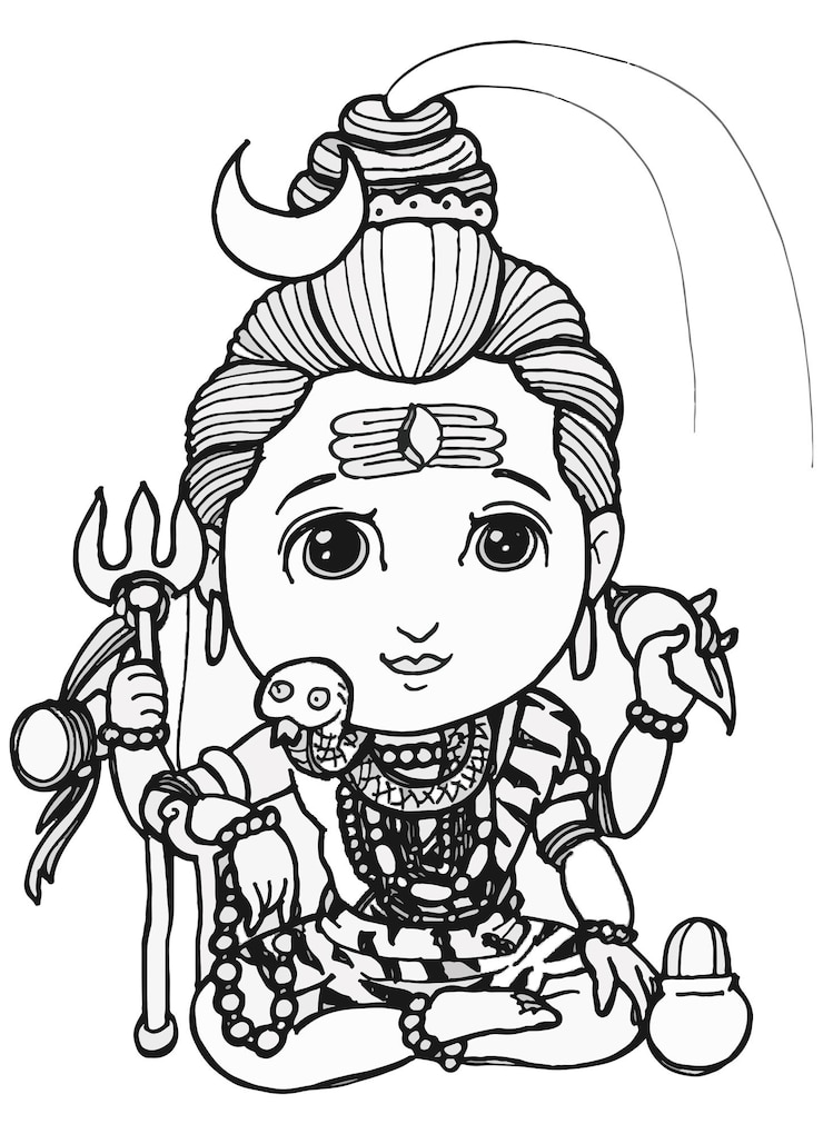 Vektor god shiva, the indian god of power of the world. drawing and illustrated by artbyuncle 3.