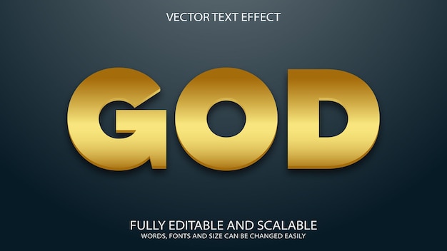 god vector editable text effect in golden colour