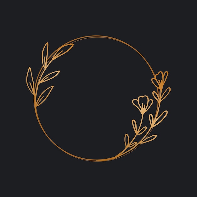 Gold circle floral frame for wedding invitation engagement invitation or greeting card