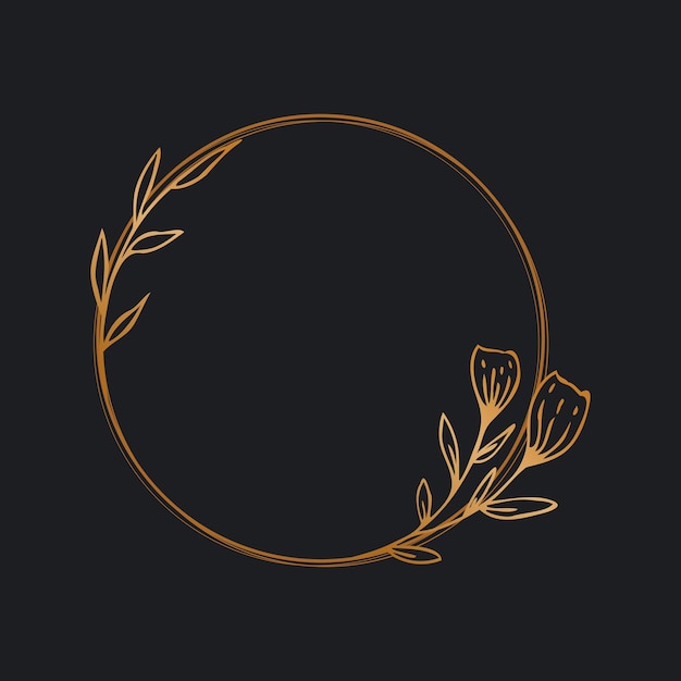 Gold circle floral frame for wedding invitation engagement invitation or greeting card