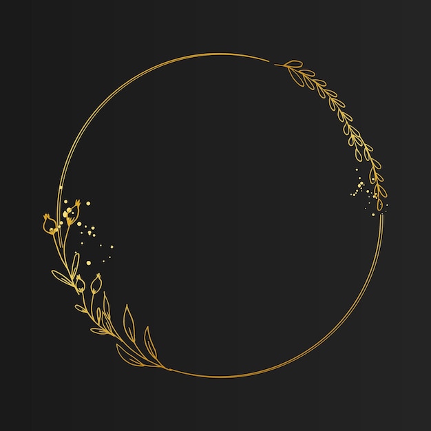 Gold circle frame on a black background