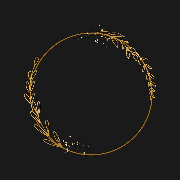 Gold circle frame on a black background