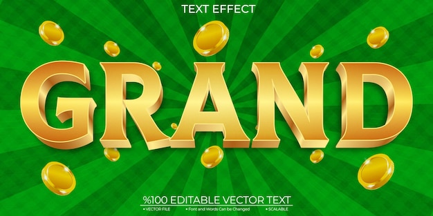 Gold Shiny Grand Editable and Scalable Template Vector Text Effect