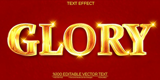 Gold Text Shiny Glory Template Editable 3d Vektor Text Effect
