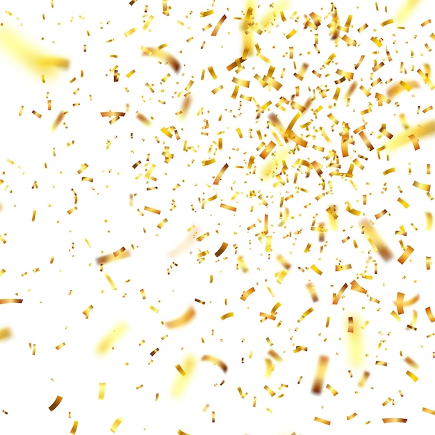 golden confetti with ribbon falling shiny confetti glitters in gold color new year birthday