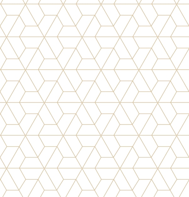 Golden geometric vector seamless patterns Golden lines triangles and rhombuses on a white background Modern illustrations for wallpapers flyers covers banners minimalistic decorations