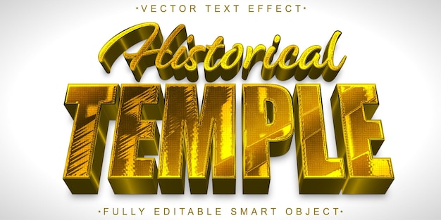 Golden Historical Temple Vector Editable Text Effect Template