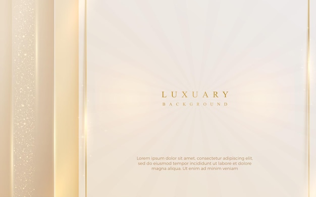 Golden luxury cream color background with elegant golden line elements Modern Realistic 3d style Abstract Vector Illustration Design on soft and beautiful feelings
