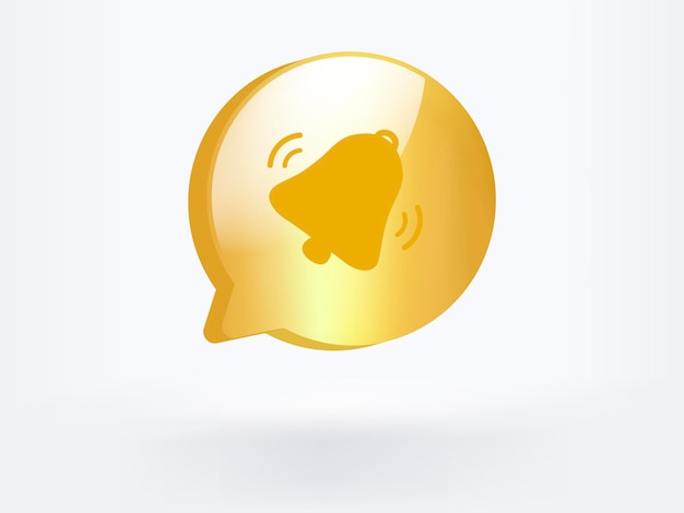 golden notification message icon symbol social media communication vector design style 3d rendering.