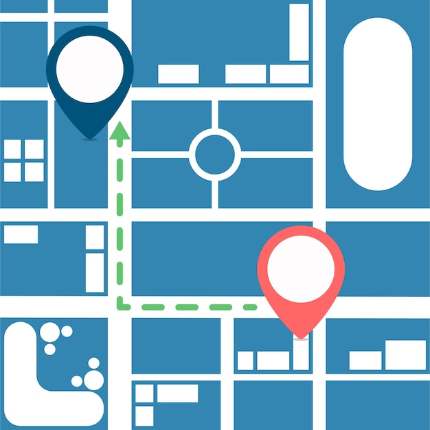 GPS navigator Pin icon with bank circle frame Navigation destination on map concept vector illustration